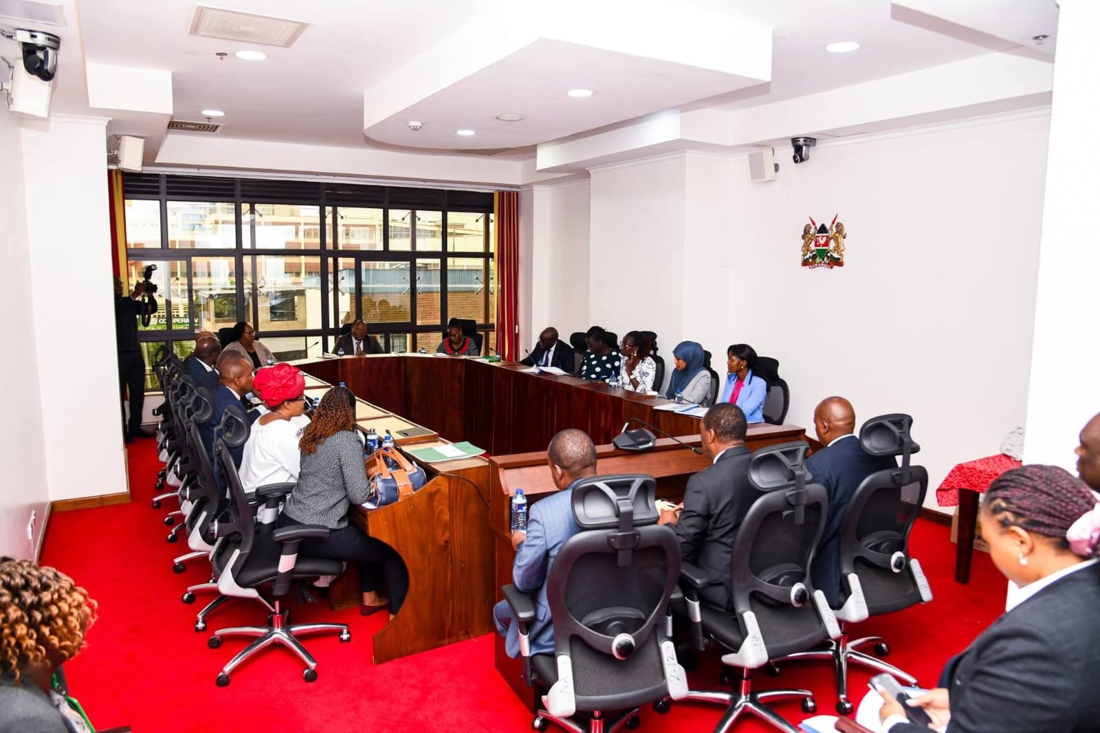 PS Gitonga Mugambi and other state department officals in an ongoing session with the parliamentary committee