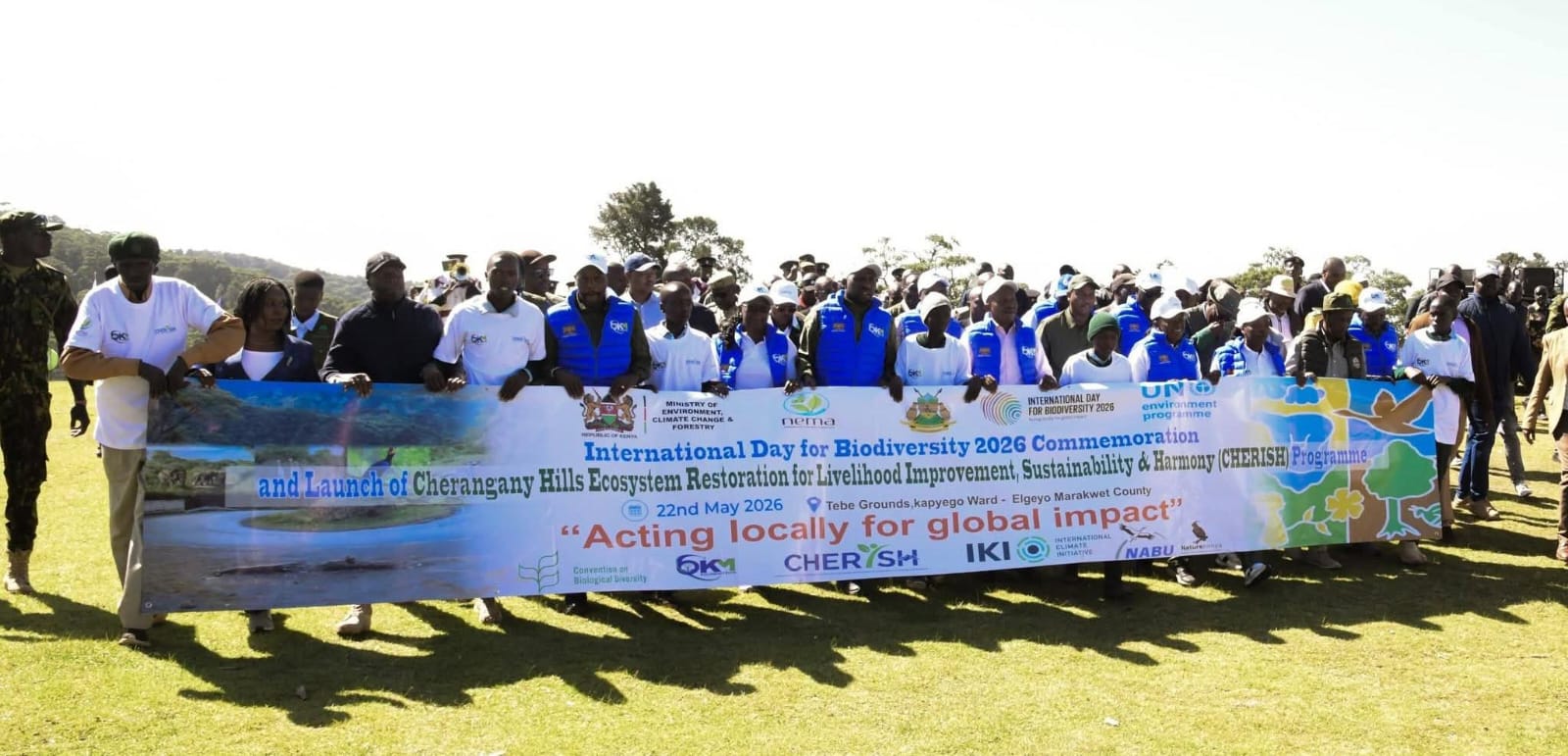 "Acting local for a global iimpact": Leaders and community members commemorate the International Day of Biodiversity 2026 with the launch of the CHERISH Programme in Cherengany Hills.