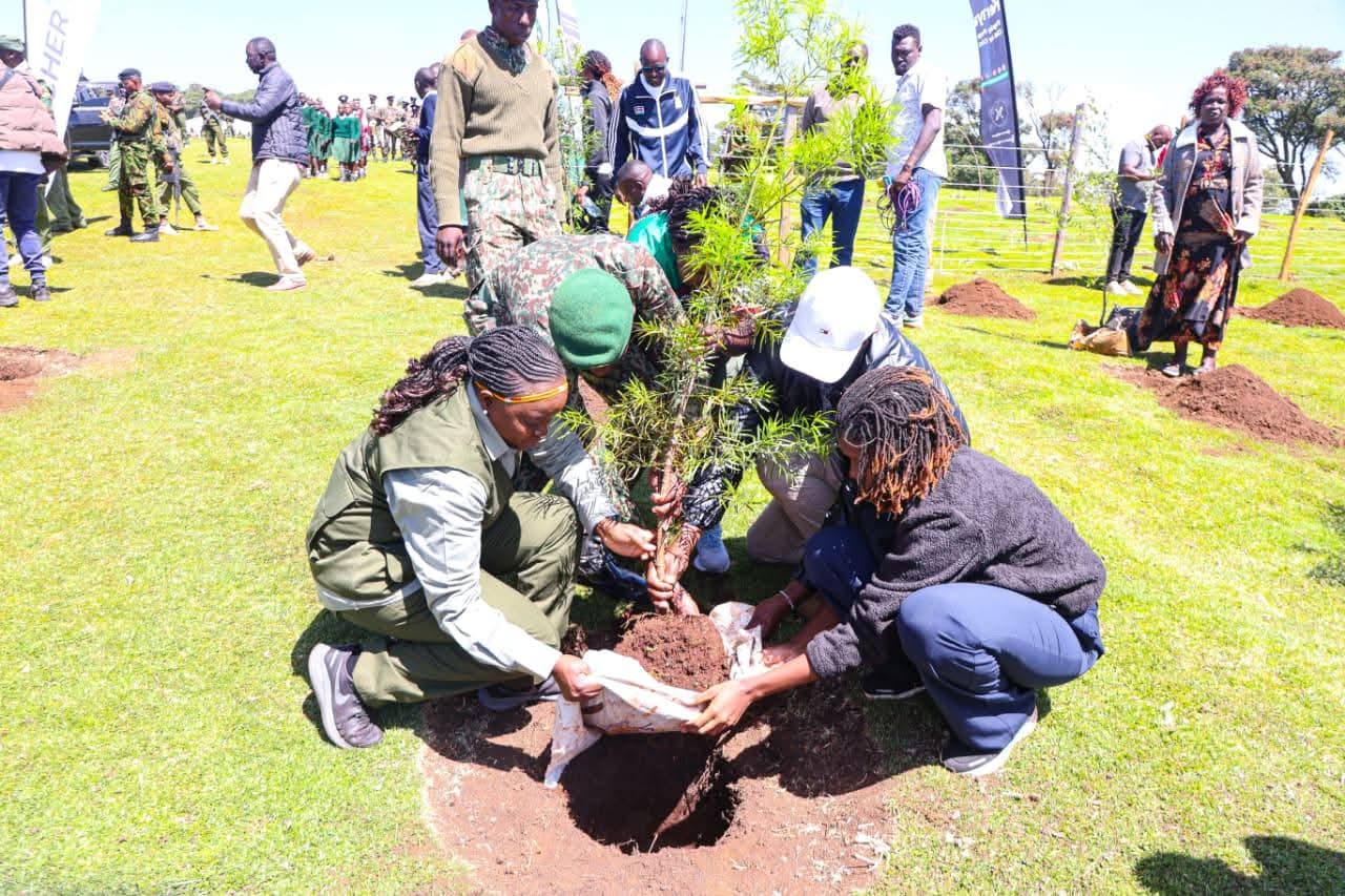 Leaders taking part in the tree planting exercise in Cheregany Hills Restoration Drive.