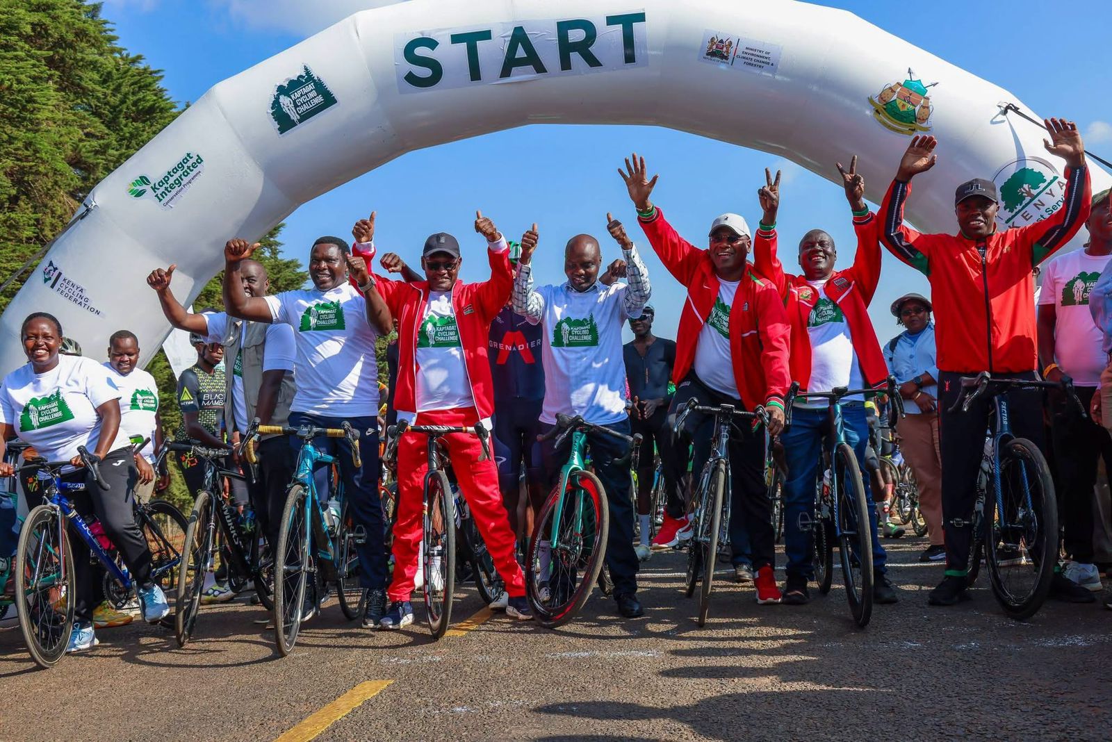 Government officials from various departments during the Kaptagat 10th edition cycling challenge