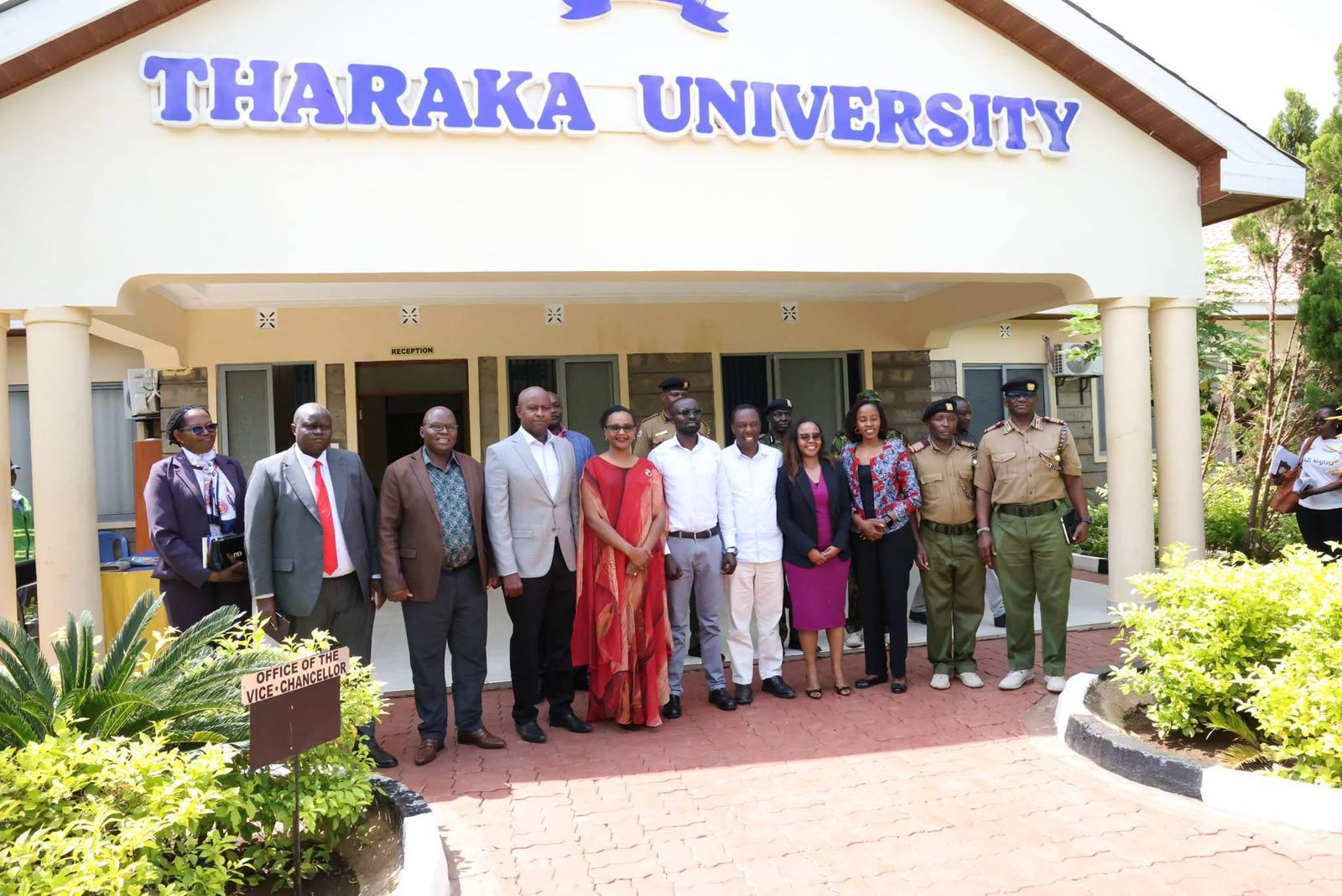 PS Forestry Mr. Gitonga Mugambi with Tharaka University official and representatives from the NGAO.
