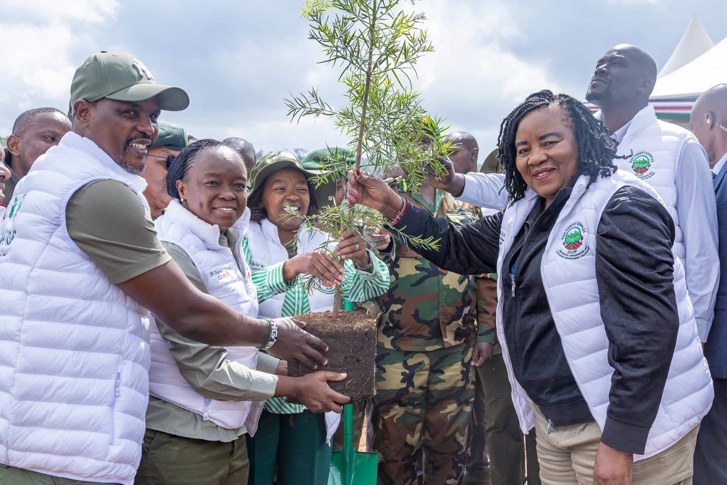 H.E Mama Rachel Ruto,Kenya's permanent representative to the United Nation Environment Programme Ida Odinga, Environment, Climate change and Forestry cabinet secretary Dr. deborah Barasa and principal secretary Environment and Climate Change Eng. Festus K Ng'eno during the adoption of 33Ha forest block in Marinda forest