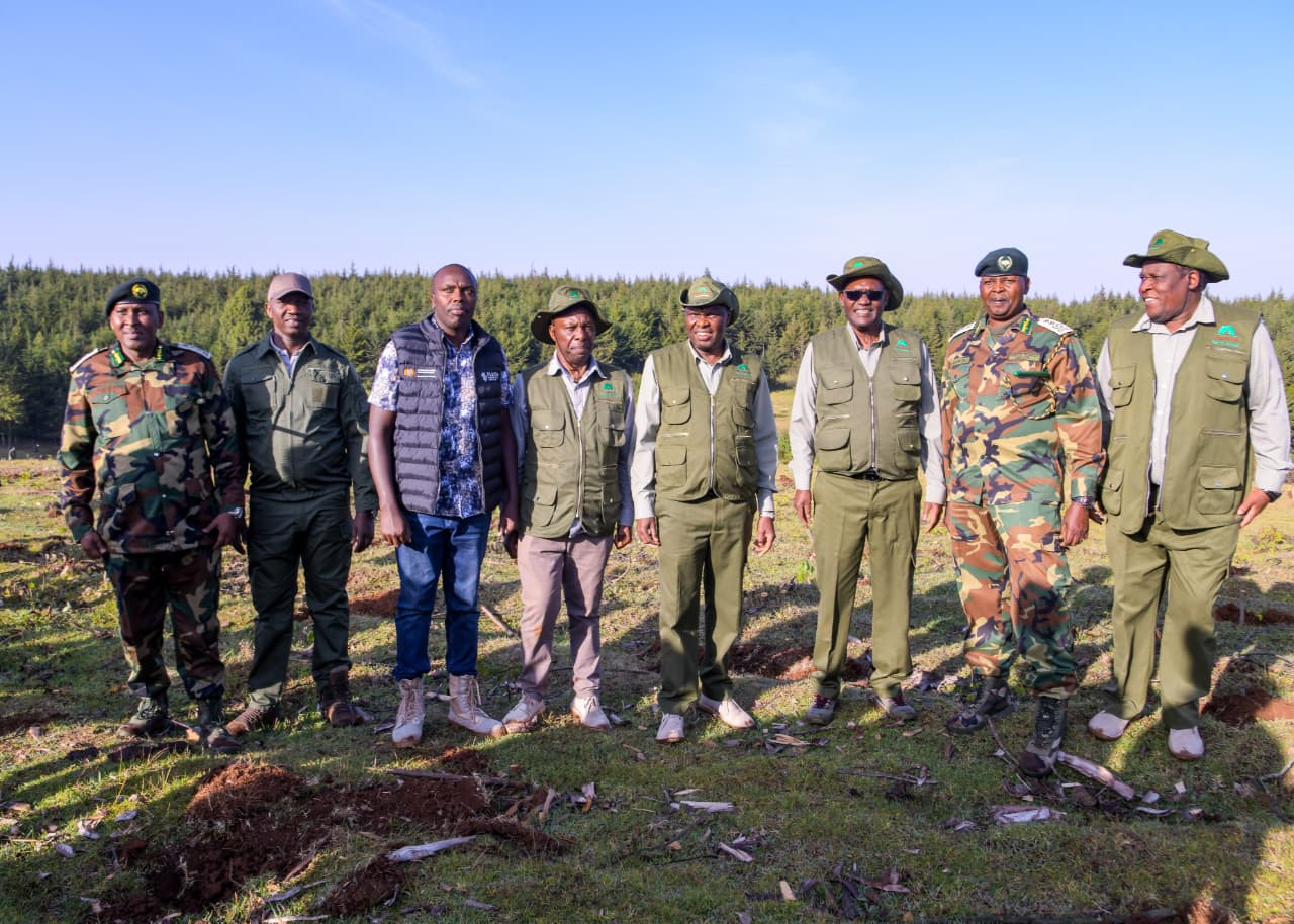 Government officials led by the Chief of Staff Dr. Felix Koskei during the mass tree planting drive.
