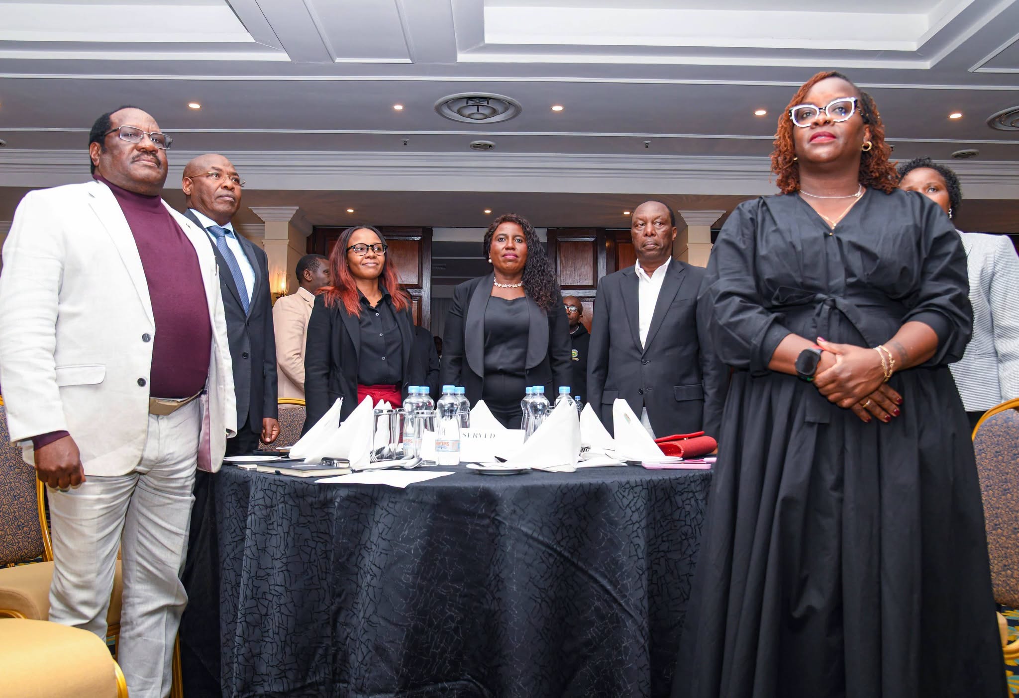 PS for Mining Mr. Harry Kimtai, PS for Blue Economy and Fisheries Ms. Betsy Njagi, PS for Higher Education Dr. Beatrice Inyangala, PS Forestry Mr. Gitonga Mugambi at the MUST Gala Dinner at Sarova Stanley Hotel