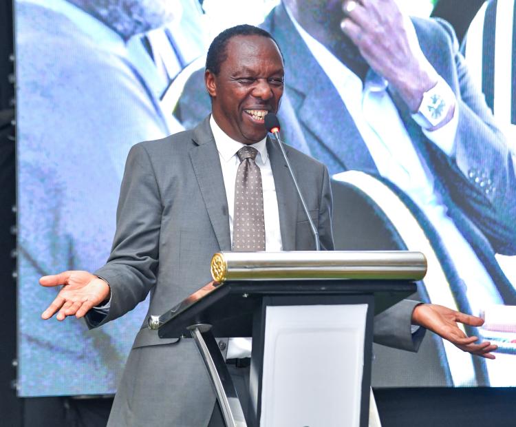 PS for the State Department for Forestry Mr. Gitonga Mugambi addresses guests during the farewell reception held in honour of WWF-Kenya Chief Executive Officer Mohamed Awer at the WWF-Kenya Headquarters, Karen, Nairobi, on 8 December 2025.  