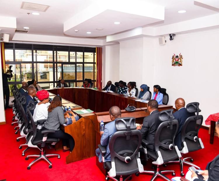 PS Gitonga Mugambi and other state department officals in an ongoing session with the parliamentary committee