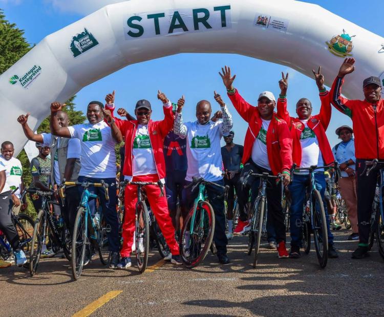 Government officials from various departments during the Kaptagat 10th edition cycling challenge