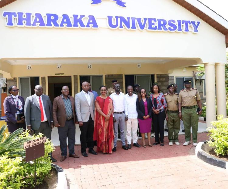 PS Forestry Mr. Gitonga Mugambi with Tharaka University official and representatives from the NGAO.