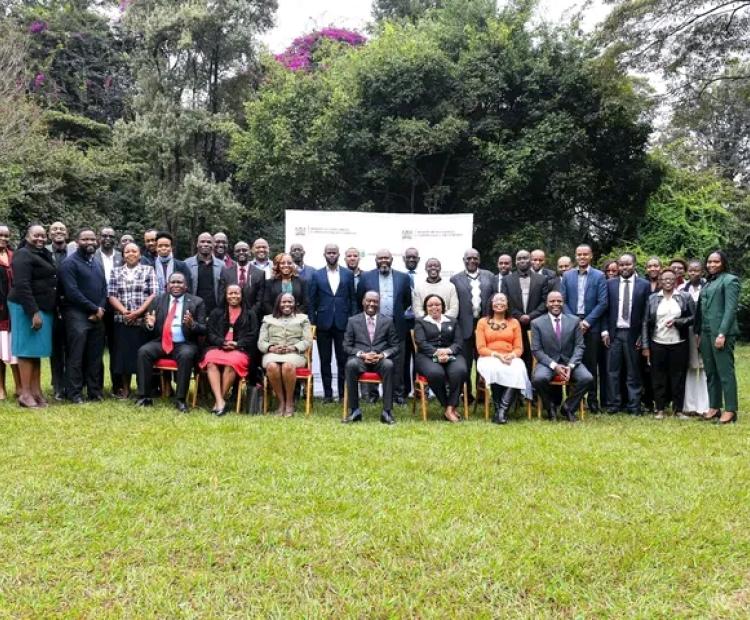 Principal Secretary Mr. Gitonga Mugambi and KEFRI CEO Dr. Jane Njuguna with other stakeholders after the National  Bamboo Stakeholders’ Breakfast Meeting 